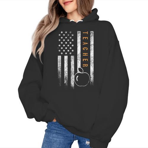 Teacher American Flag Teacher's Day Teaching Women's Hoodie - teacherstshirts.com AU