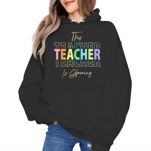This Teacher Is Glowing Hello Summer End Of School Women's Hoodie - teacherstshirts.com