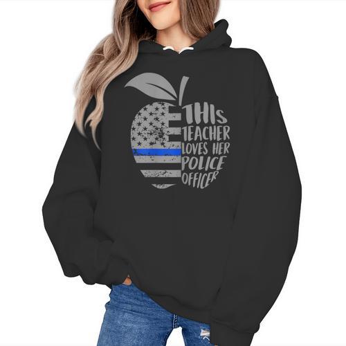 This Teacher Loves Her Police Officer Wife Saying Women's Hoodie - teacherstshirts.com UK