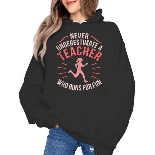 Teacher Who Runs Half Marathon Runner Running Lover Graphic Women's Hoodie - teacherstshirts.com AU