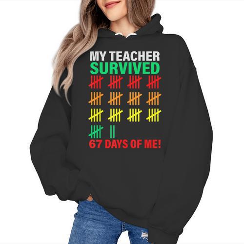 My Teacher Survived 67 Days Of Me School Kids Costume Women's Hoodie - teacherstshirts.com CA
