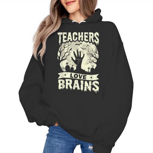 Teachers Love Brains Halloween Costume Boo Trick Teach Women's Hoodie - teacherstshirts.com UK