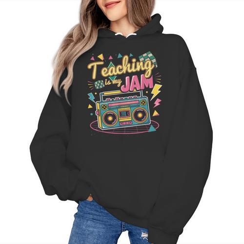 Teaching Is My Jam Groovy Retro Teacher Back To School Women's Hoodie - teacherstshirts.com AU