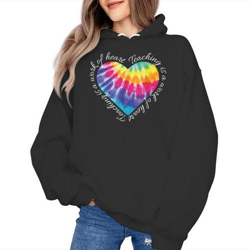 Teaching Is a Work Of Heart Tie Dye Hippie For Teacher For Men Women Girls Kids Women's Hoodie - teacherstshirts.com DE