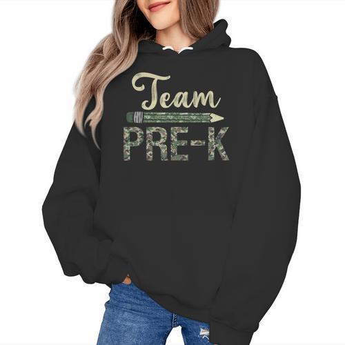 Team Pre-K Camo Pre-K Teacher Camouflage Women's Hoodie - teacherstshirts.com AU