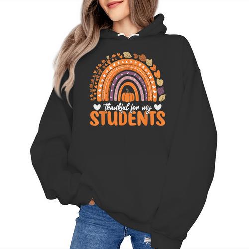Thankful For My Students Teacher Thanksgiving School Fall Women's Hoodie - teacherstshirts.com UK
