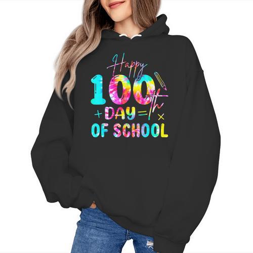 Tie Dye Happy 100th Day Of School Teacher Student 100 Days Women's Hoodie - teacherstshirts.com UK