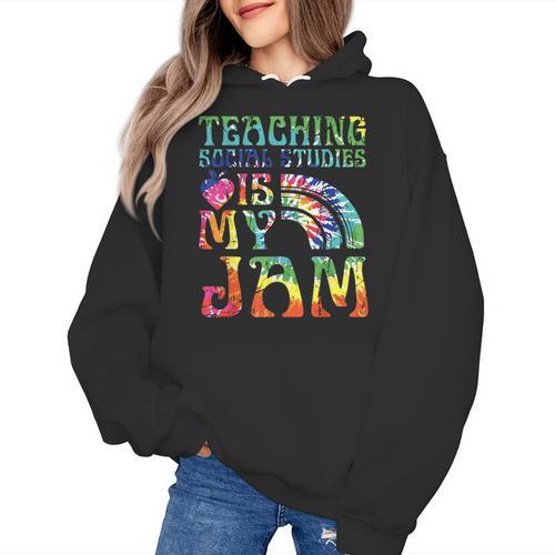 Tie Dye Teaching Social Studies Is My Jam Sunglasses Teacher Women's Hoodie - teacherstshirts.com AU