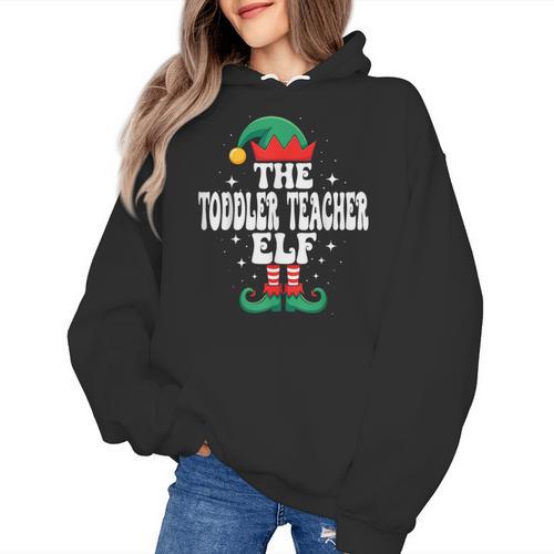 The Toddler Teacher Elf Christmas Matching Family Women's Hoodie - teacherstshirts.com DE