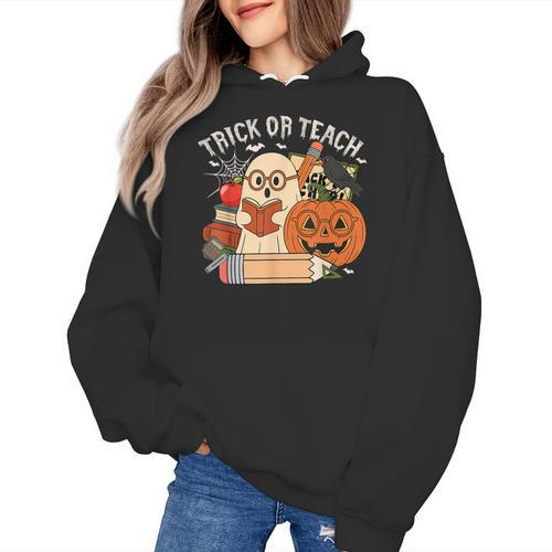Trick Or Teach Retro Halloween Teacher Women Men Costume Women's Hoodie - teacherstshirts.com CA