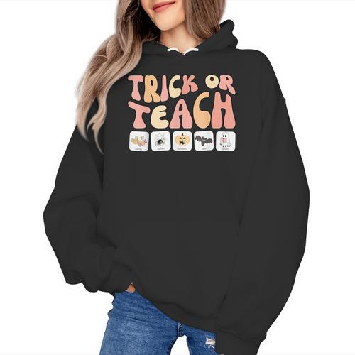 Trick Or Teach With Symbols Special Education Teacher Spooky Women's Hoodie - teacherstshirts.com CA