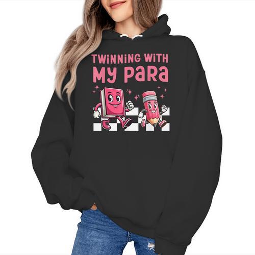 Twinning With My Para Teacher Matching Paraprofessional 70s For Men Women Women's Hoodie - teacherstshirts.com AU