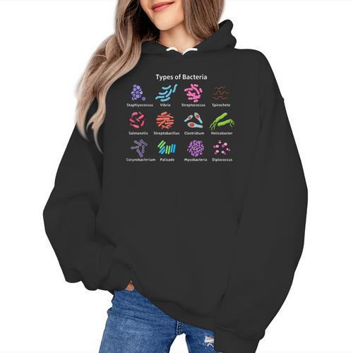 Types Of Bacteria Microbiologist Biology Science Teacher Women's Hoodie - teacherstshirts.com DE