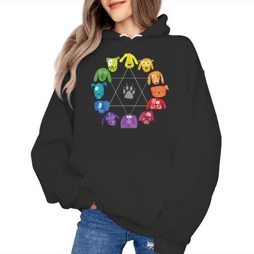 Unique For Artists By ADS Color Wheel Educational Art Teacher Dog Themed Artist Small Women's Hoodie - teacherstshirts.com UK