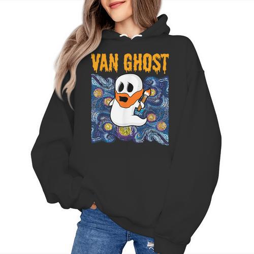 Van Ghost Art Teacher Halloween Van Gogh Starry Night Women's Hoodie - teacherstshirts.com UK