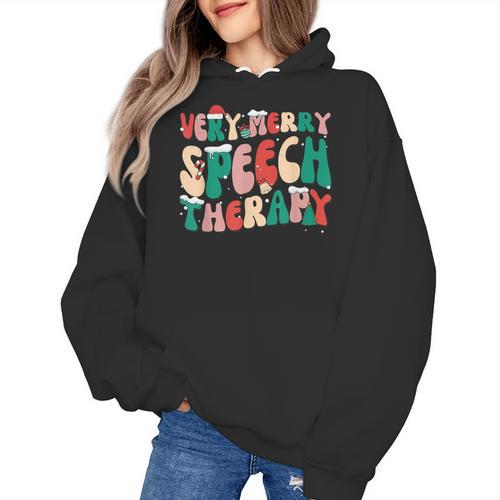Verry Merry Speech Language Pathologist Teacher Christmas Women's Hoodie - teacherstshirts.com AU