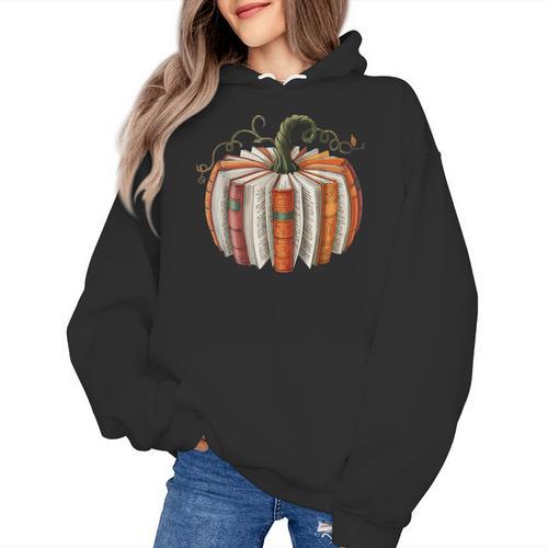 Vintage Book Pumpkin Autumn Fall Librarians Bookworm Teacher Women's Hoodie - teacherstshirts.com AU