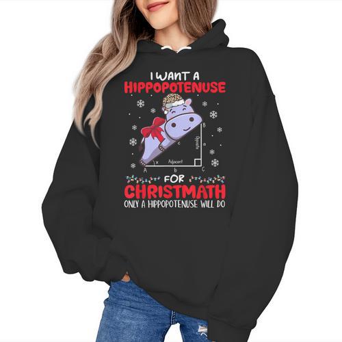 I Want A Hippopotenuse For Christmath Math Teacher Christmas Women's Hoodie - teacherstshirts.com