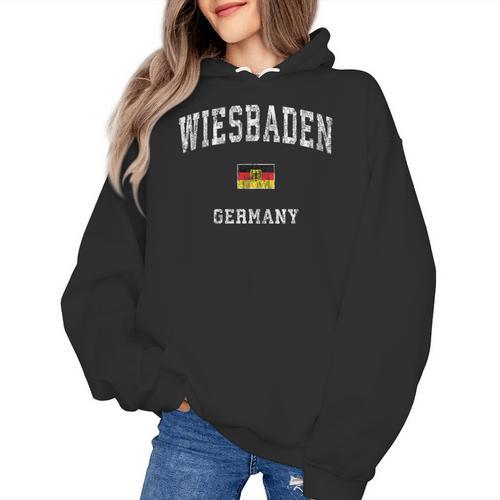 Wiesbaden Germany Vintage Athletic Sports Women's Hoodie - Bostonterriersmerch.com