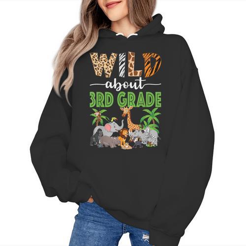 Wild About 3rd Grade Teacher Student Third Grade Zoo Safari Women's Hoodie - teacherstshirts.com AU