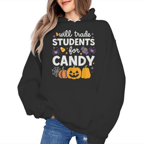 Will Trade Students For Candy Teacher Cute Halloween Women's Hoodie - teacherstshirts.com AU