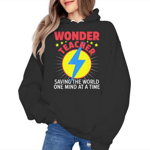 Wonder Teacher Costume Shirt Teacher Halloween Costume Men Women Women's Hoodie - teacherstshirts.com