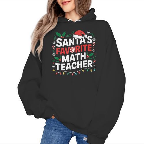 Xmas Lighting Santa's Favorite Math Teacher Christmas Women's Hoodie - teacherstshirts.com DE