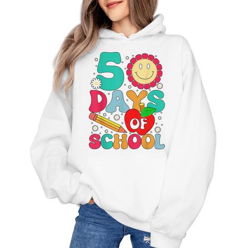 50 Days Of School Teacher Happy 50th Day Of School Kids Women's Hoodie - teacherstshirts.com UK