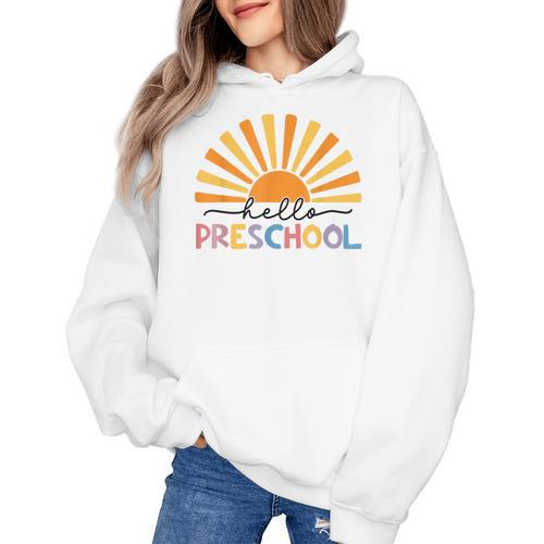 Back To School Hello Preschool For Kids Teacher Women Women's Hoodie - teacherstshirts.com CA