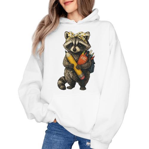 Back To School Raccoon Teachers Student Kids Women's Hoodie - teacherstshirts.com DE