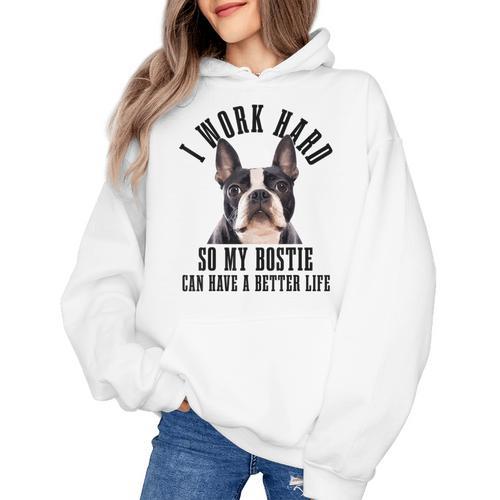 Bostie Mama Dog Dad Boston Terrier For Men Women Women's Hoodie - Bostonterriersmerch.com