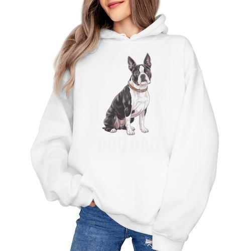 Boston Terrier Dog Dad Boston Terrier Dog Lovers Women's Hoodie - Bostonterriersmerch.com