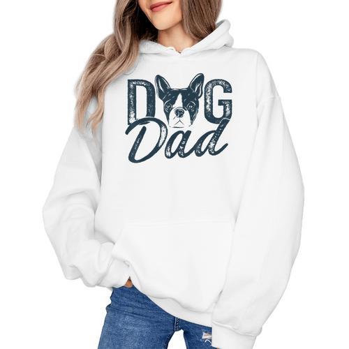 Boston Terrier Dog Dad Women's Hoodie - Bostonterriersmerch.com