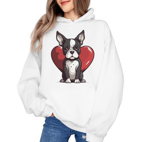 Boston Terrier Mom Dad Bostie Dog Lover Valentines Day Women's Hoodie - Bostonterriersmerch.com