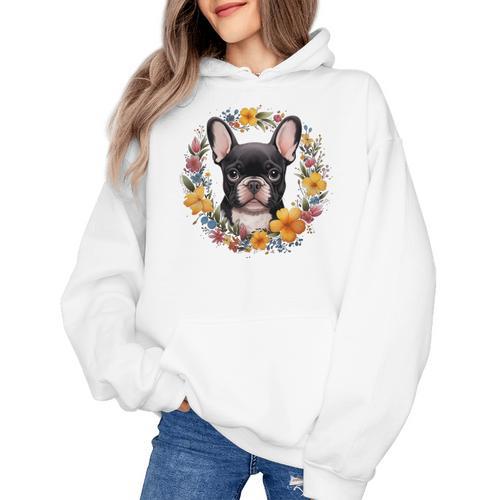 Boston Terrier Mom Floral Bostie Dog Lover Flowers Cute Women's Hoodie - Bostonterriersmerch.com