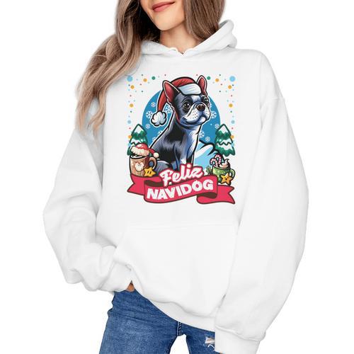 Boston Terrier Santa Claus Coffee Mug Merry Christmas Dogs Women's Hoodie - Bostonterriersmerch.com CA