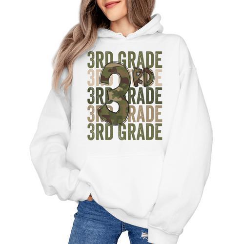 Camo Team 3rd Grade Squad Back To School Teacher Kids Boys Women's Hoodie - teacherstshirts.com UK