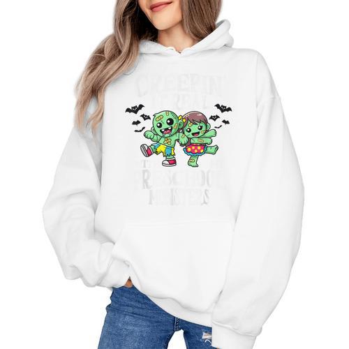 Creepin It Real Monster School Preschool Teacher Halloween Women's Hoodie - teacherstshirts.com UK