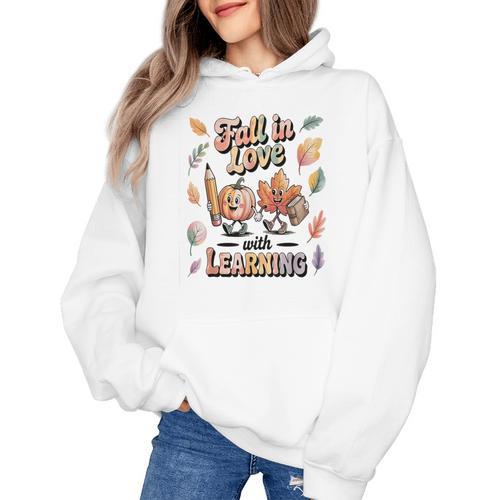 Fall In Love With Learning Teacher Autumn School Women's Hoodie - teacherstshirts.com AU