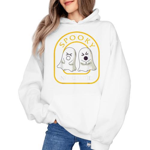 Halloween Math Teacher Cottagecore Spooky Inequalities Ghost Women's Hoodie - teacherstshirts.com DE