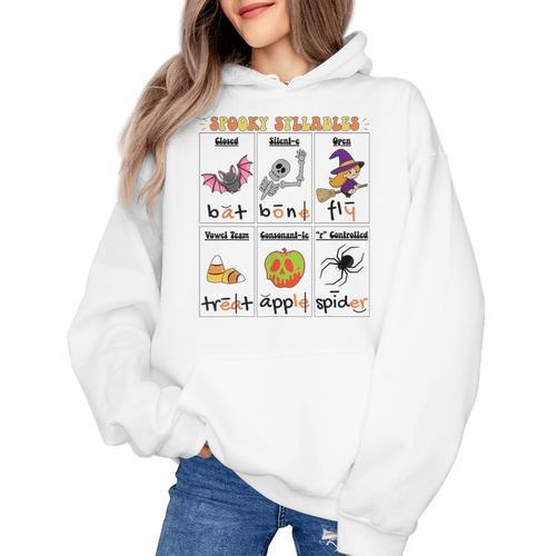 Halloween Reading Spooky Syllables Teacher Vintage Women's Hoodie - teacherstshirts.com