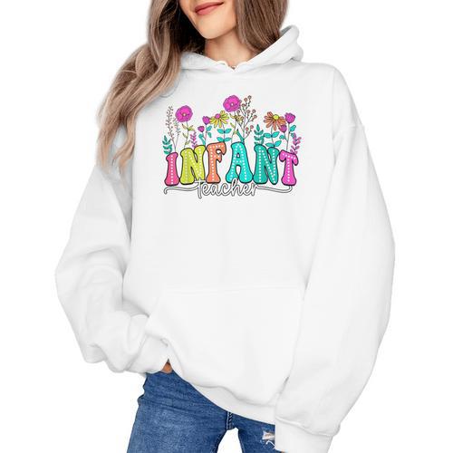 Infant Teacher Floral First Day Back To School Teaching Women's Hoodie - teacherstshirts.com AU