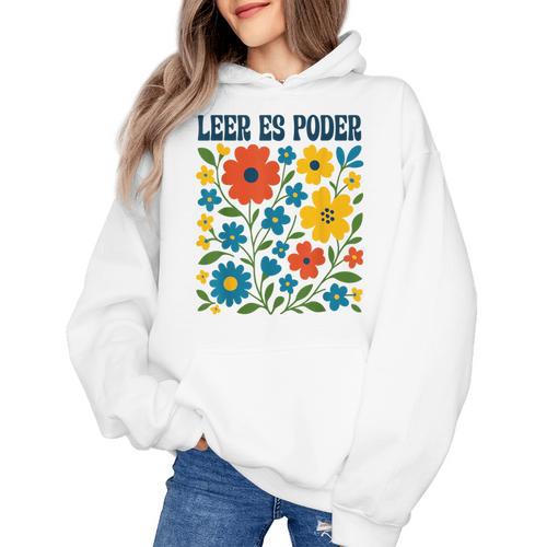 Leer Es Poder Cute Floral Boho Spanish Teacher Reading Women's Hoodie - teacherstshirts.com DE
