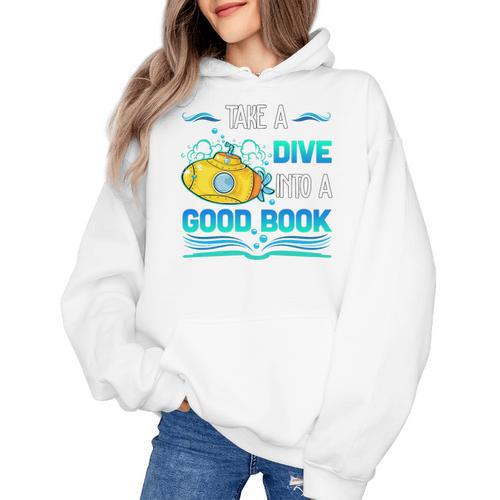 Librarian Teacher Dive Into A Good Book Reading Premium Tri-Blend Women's Hoodie - teacherstshirts.com AU