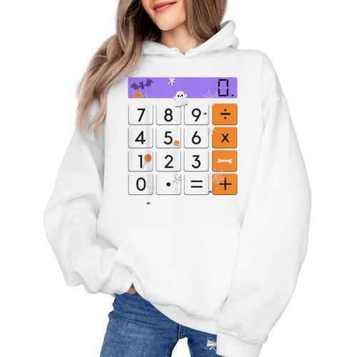 Math Teacher Halloween Costume Calculator Math Pun Women's Hoodie - teacherstshirts.com CA