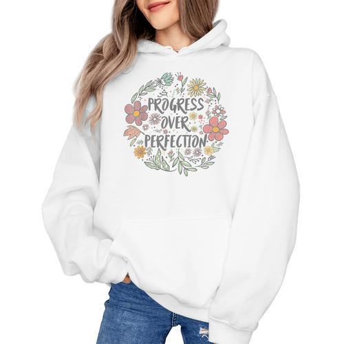 Motivational Progress Over Perfection Back To School Teacher Women's Hoodie - teacherstshirts.com UK