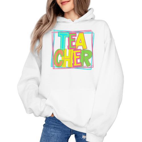 Neon Retro Teacher Cute Teacher Team New Teacher Back To Sch Women's Hoodie - teacherstshirts.com AU