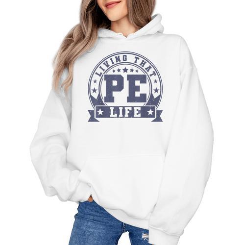 PE Teacher Living That PE Life Physical Education Teacher Women's Hoodie - teacherstshirts.com AU
