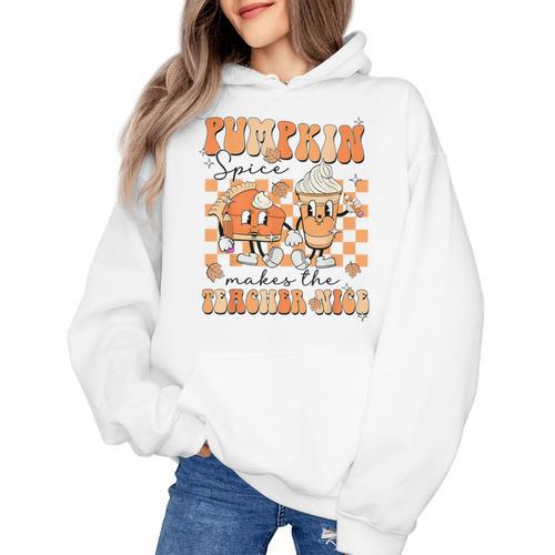 Pumpkin Spice Makes The Teacher Nice Teacher Graduation Women's Hoodie - teacherstshirts.com AU