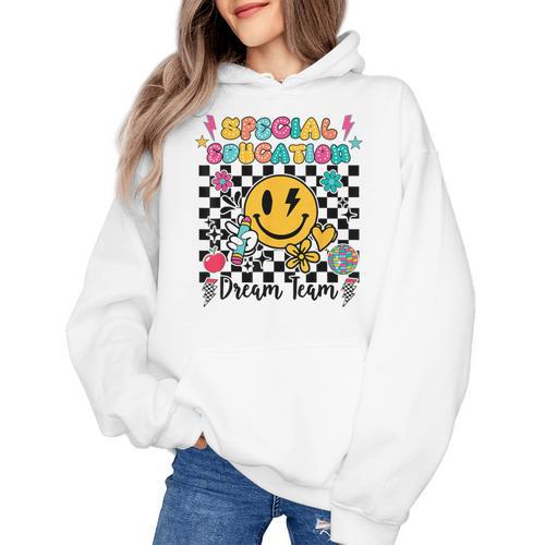 Retro Special Education Squad Groovy Dream Team Teacher Women's Hoodie - teacherstshirts.com UK